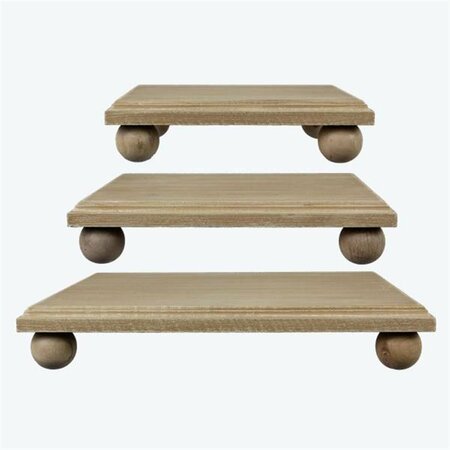 YOUNGS Wood Square Display Stand, Natural - 3 Piece 72210